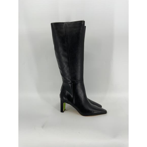 Sam Edelman 9.5 Black Sylvia Leather HeeledKneeHigh BootsPointedToe-ATHLETIC FIT - Picture 2 of 10